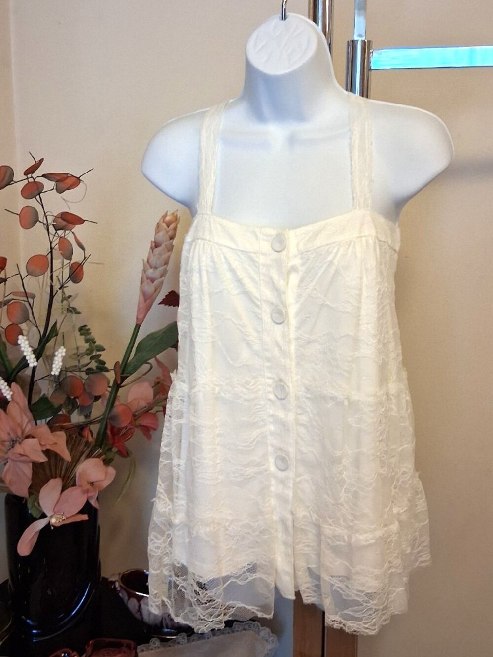 NWOT Kensie Lace Design White Lined Camisole Top Sleeveless Summer Tops 8